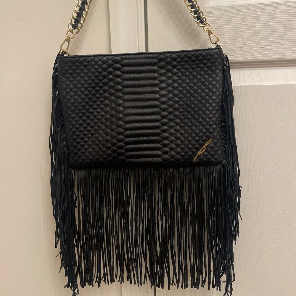 Brian Atwood Leather Fringe Shoulder Purse